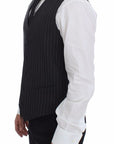 Dolce & Gabbana Elegant Gray Striped Dress Vest