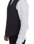 Dolce & Gabbana Elegant Striped Gray Dress Vest