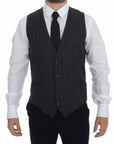 Dolce & Gabbana Elegant Striped Gray Dress Vest