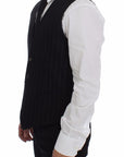 Dolce & Gabbana Elegant Black Striped Single Breasted Dress Vest