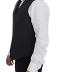Dolce & Gabbana Elegant Gray Striped Wool Dress Vest