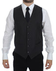 Dolce & Gabbana Elegant Gray Striped Wool Dress Vest