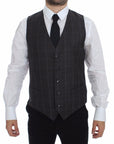 Dolce & Gabbana Elegant Checkered Wool Dress Vest