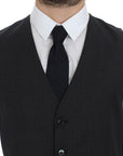 Dolce & Gabbana Elegant Gray Striped Dress Vest