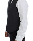 Dolce & Gabbana Elegant Gray Striped Dress Vest