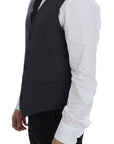 Dolce & Gabbana Elegant Gray Striped Wool Dress Vest