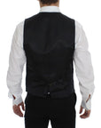 Dolce & Gabbana Elegant Gray Striped Wool Dress Vest