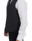 Dolce & Gabbana Elegant Gray Striped Dress Vest