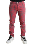 Dolce & Gabbana Red Tie Dye Skinny Denim Jeans