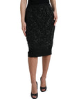 Dolce & Gabbana Black Crystal-Embellished Runway Skirt
