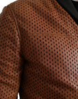 Dolce & Gabbana Elegant Leather Perforated Bomber Jacket