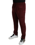 Dolce & Gabbana Elegant Maroon Silk Pajama Pants with Crown Motif