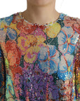 Dolce & Gabbana Elegant Floral Sequined Mini Dress