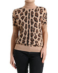 Dolce & Gabbana Elegant Beige Leopard Turtleneck Wool Top