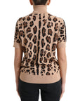 Dolce & Gabbana Elegant Beige Leopard Turtleneck Wool Top