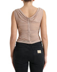 Dolce & Gabbana Elegant Beige V-Neck Sleeveless Sheer Tank Top