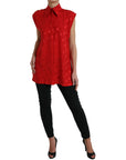 Dolce & Gabbana Elegant Polka Dot Sleeveless Silk Blouse