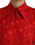 Dolce & Gabbana Elegant Polka Dot Sleeveless Silk Blouse