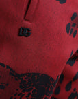 Dolce & Gabbana Elegant Leopard Print Joggers in Red and Black