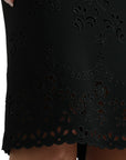 Dolce & Gabbana Black Floral Lace Bodycon Midi Dress