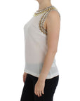 Dolce & Gabbana Elegant Sleeveless Silk Blouse with Crystal Embellishment