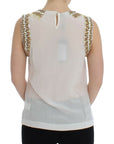 Dolce & Gabbana Elegant Sleeveless Silk Blouse with Crystal Embellishment