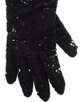 Dolce & Gabbana Black Wool Lace & Lamb Fur Elbow Gloves