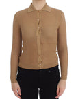 Dolce & Gabbana Beige Knitted Cotton Polo Cardigan Sweater