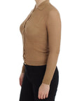 Dolce & Gabbana Beige Knitted Cotton Polo Cardigan Sweater