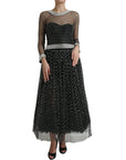 Dolce & Gabbana Elegant Crystal-Embellished Long Black Dress