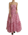 Dolce & Gabbana Chic A-Line Strapless Silk Dress in Pink