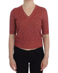Dolce & Gabbana Enchanting Red Tweed V-Neck Sweater