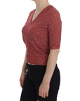 Dolce & Gabbana Enchanting Red Tweed V-Neck Sweater