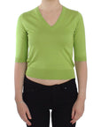 Dolce & Gabbana Emerald Green Wool V-Neck Pullover