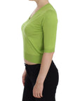 Dolce & Gabbana Emerald Green Wool V-Neck Pullover