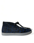 Dolce & Gabbana Chic Blue Leopard Print Mid-Top Sneakers