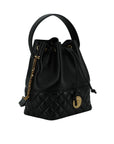 Versace Elegant Black Leather Medusa Bucket Shoulder Bag