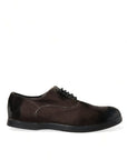 Dolce & Gabbana Elegant Brown Velvet Oxford Lace-up Shoes