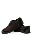 Dolce & Gabbana Elegant Brown Velvet Oxford Lace-up Shoes