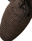 Dolce & Gabbana Elegant Raffia Upper Derby Shoes - Lace Up in Brown