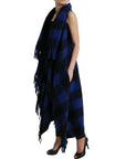 Dolce & Gabbana Elegant Checkered Fringe Poncho Cardigan
