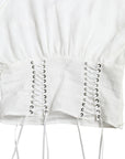 Dolce & Gabbana Elegant White Lace-Up Corset Cropped Top