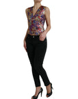 Dolce & Gabbana Multicolor Floral Print Jacquard Waistcoat Vest