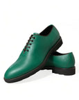 Dolce & Gabbana Elegant Green Leather Oxford Dress Shoes