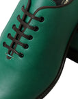 Dolce & Gabbana Elegant Green Leather Oxford Dress Shoes