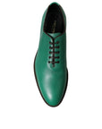 Dolce & Gabbana Elegant Green Leather Oxford Dress Shoes