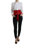 Dolce & Gabbana Silk Corset Waist Belt in Fiery Red