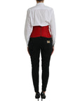 Dolce & Gabbana Silk Corset Waist Belt in Fiery Red