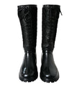 Dolce & Gabbana Elegant Quilted Lace-Up Rain Boots
