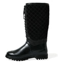 Dolce & Gabbana Elegant Quilted Lace-Up Rain Boots